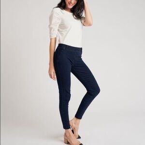 Betabrand Yoga Denim Skinny Leg Classic Pant Indigo Blue Size Small Midrise EUC